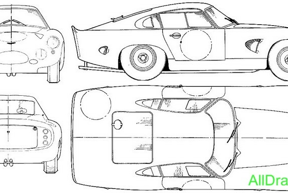 Aston Martin DP215 Le Mans Coupe (1963) (Aston Martin DP215 Le Mans Coupe (1963)) - drawings (drawings) of the car